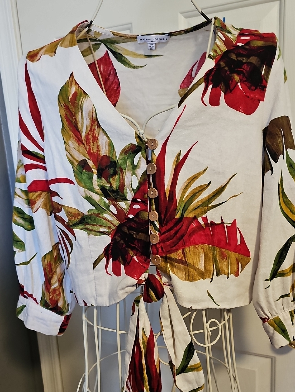 Tropical Tie-Front Floral Blouse